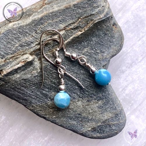 Classical Larimar Silver Earrings